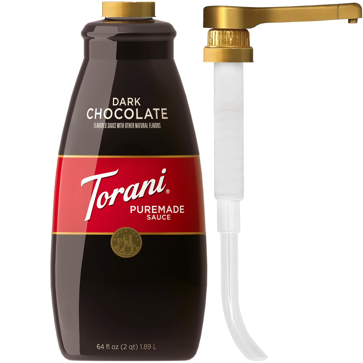 Torani Puremade Dark Chocolate Sauce – Non-GMO, 4 lb Bottle with Pump