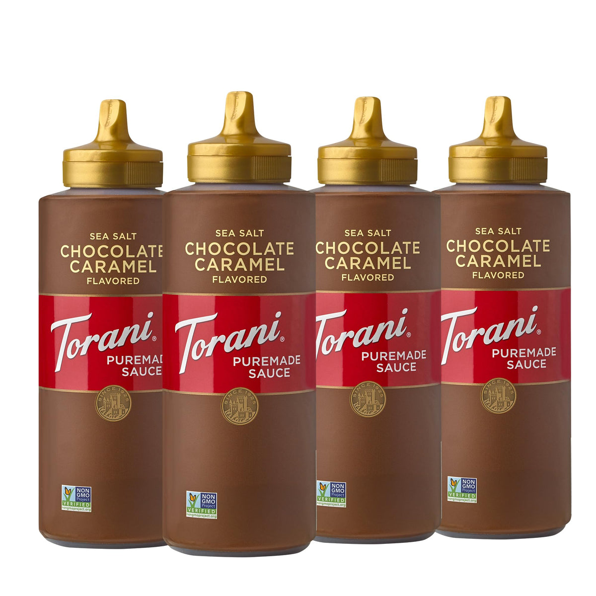 Torani Puremade Salted Chocolate Caramel Sauce – 16.5 oz Bottles (Pack of 4, Packaging May Vary)