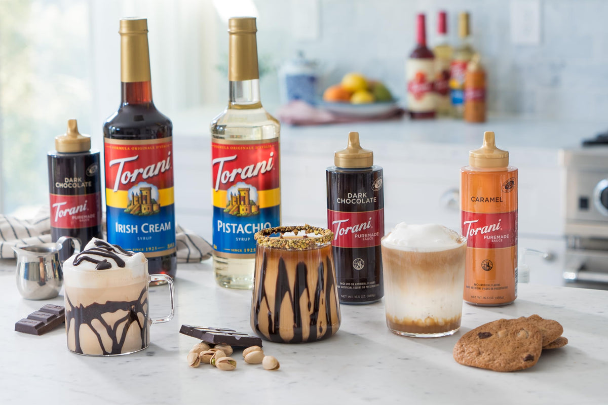Torani Puremade Salted Chocolate Caramel Sauce – 16.5 oz Bottles (Pack of 4, Packaging May Vary)