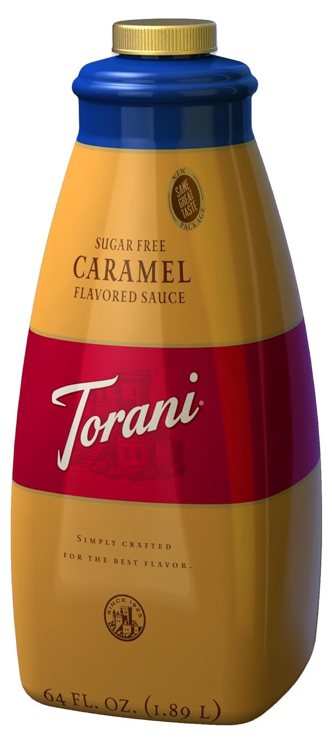 Torani Sugar Free Caramel Sauce – 64 Fl Oz Bottle | Low-Calorie Caramel Syrup