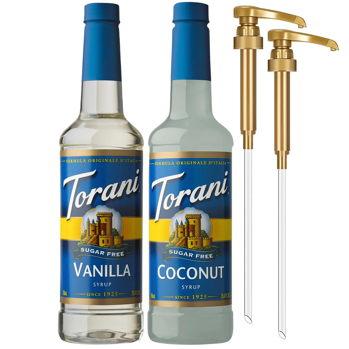 Torani Sugar Free Coconut & Vanilla Syrup 2-Pack with Pumps — 25.4 oz Each