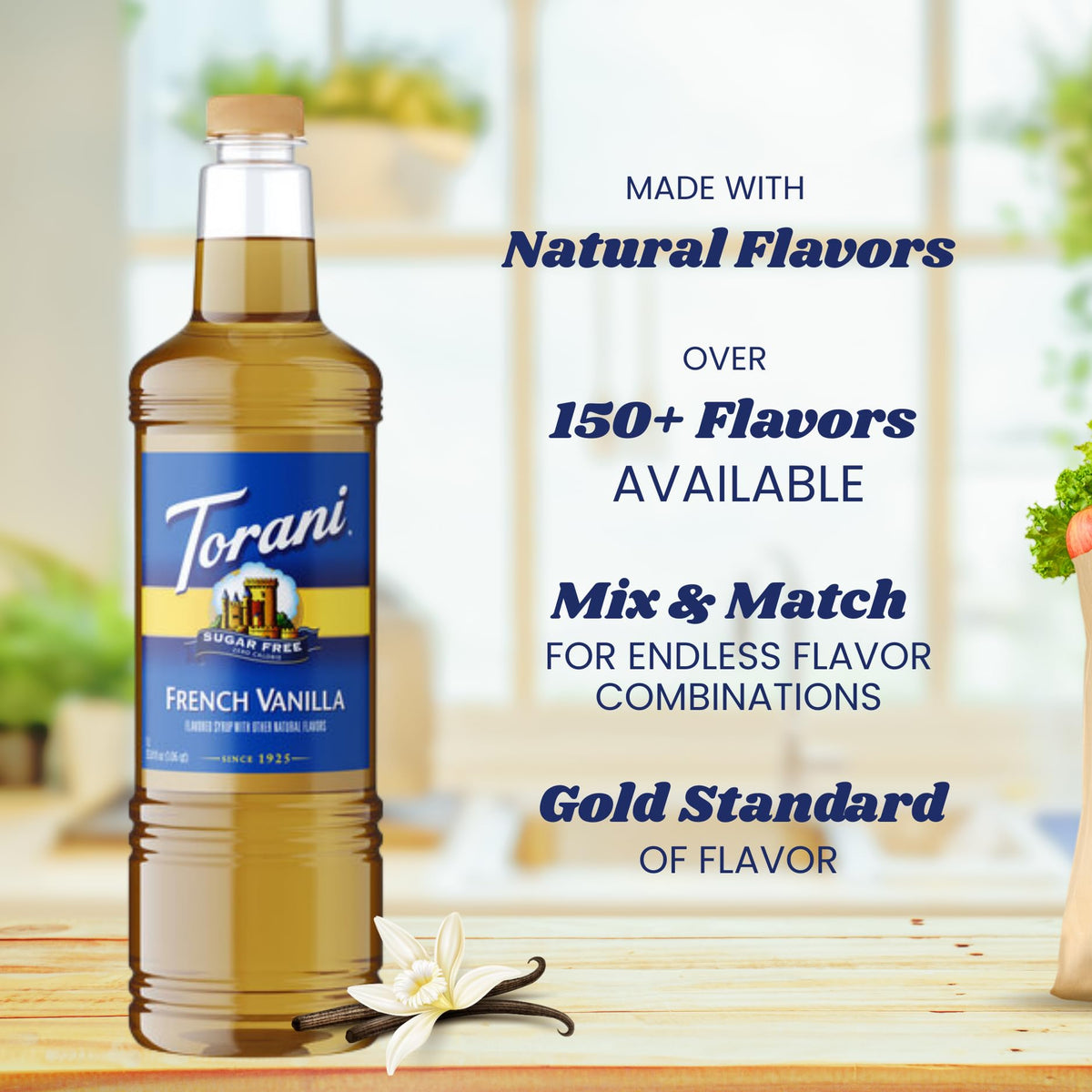 Torani Sugar Free French Vanilla Syrup 1 Liter with Pump – Zero Calorie Keto Coffee Flavor