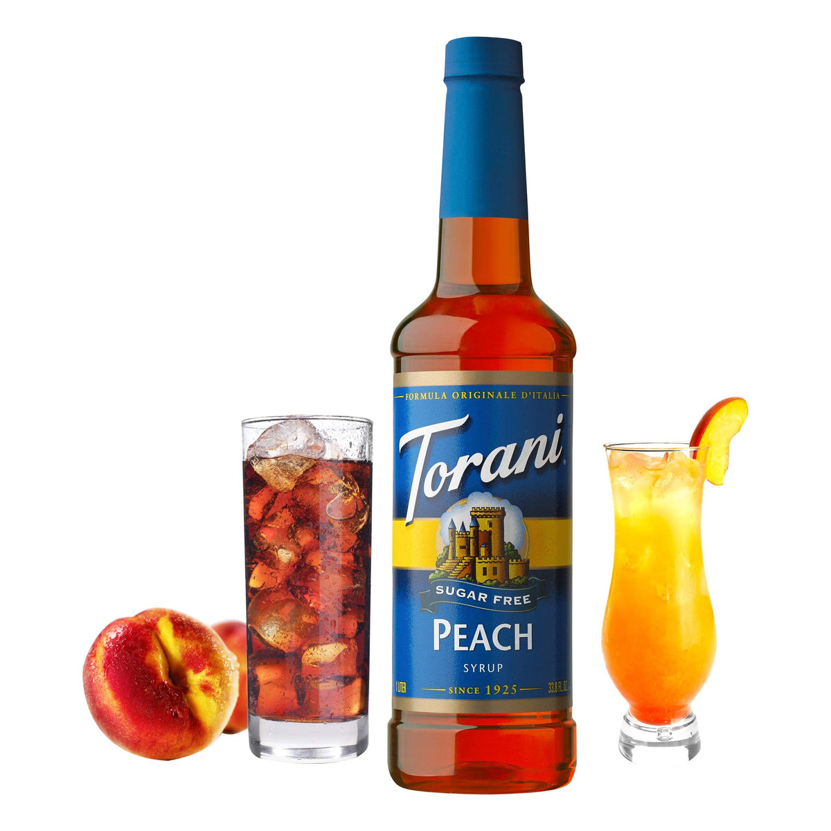 Torani Sugar Free Peach Syrup, 4 x 25.4 oz – Zero Calorie Peach Flavor
