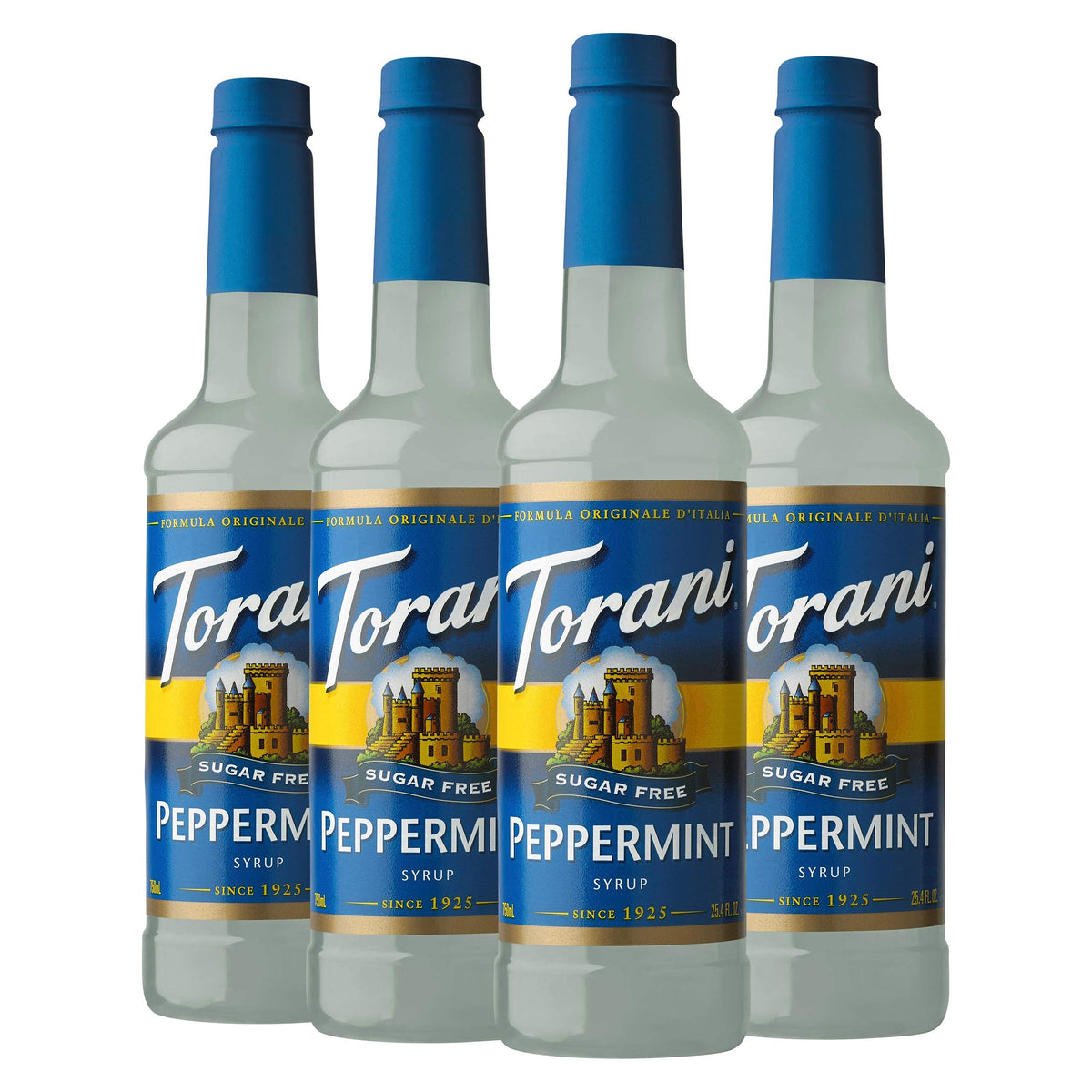 Torani Sugar Free Peppermint Syrup – 25.4 oz x4 | Zero Calorie Mint Flavor for Coffee, Tea & More