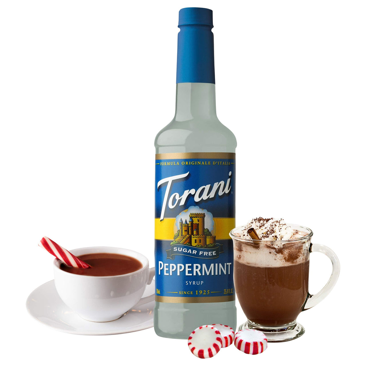 Torani Sugar Free Peppermint Syrup – 25.4 oz x4 | Zero Calorie Mint Flavor for Coffee, Tea & More