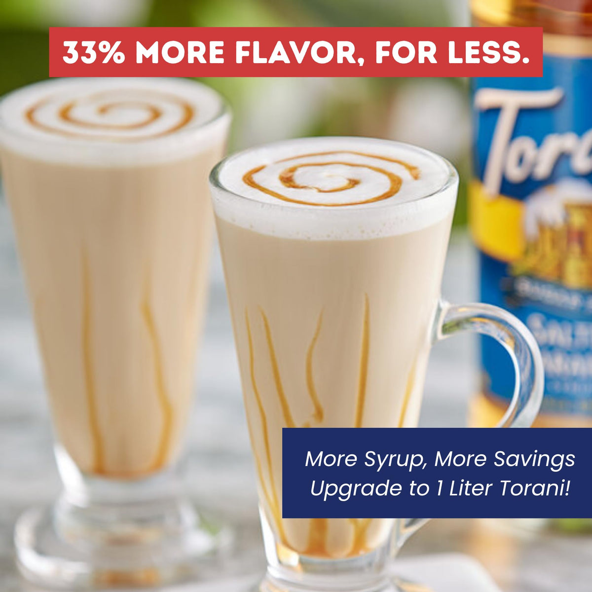 Torani Sugar Free Salted Caramel Syrup 1L Bottle with Pump – Zero Calorie Keto Coffee Syrup