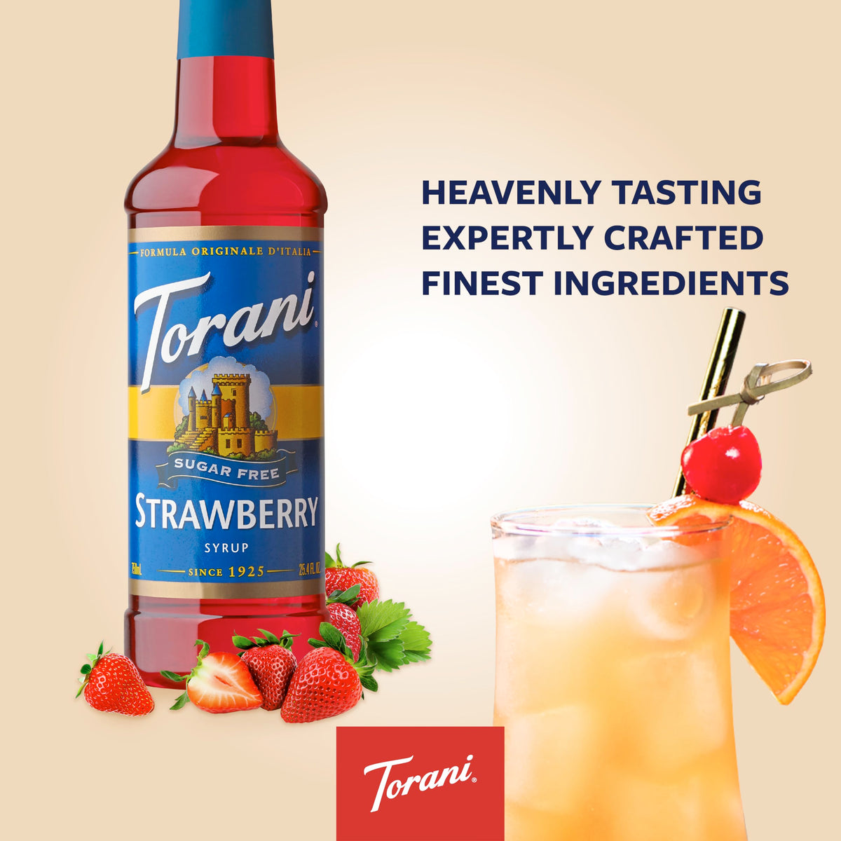 Torani Sugar Free Strawberry Syrup – 25.4 Fl Oz (Pack of 4)
