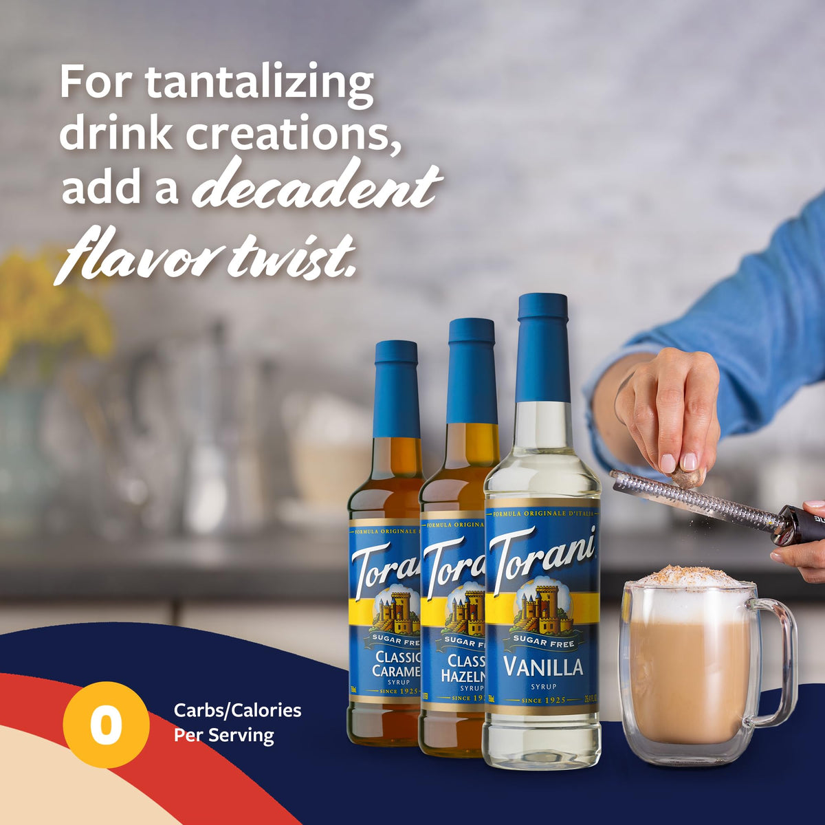 Torani Sugar Free Syrup 3-Pack: Vanilla, Caramel & Hazelnut with Pumps — Zero Calories
