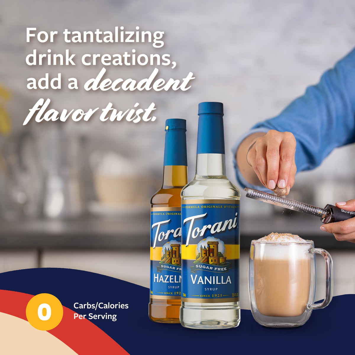 Torani Sugar Free Hazelnut & Vanilla Syrup 2-Pack with Pumps – No Sugar Coffee Syrups