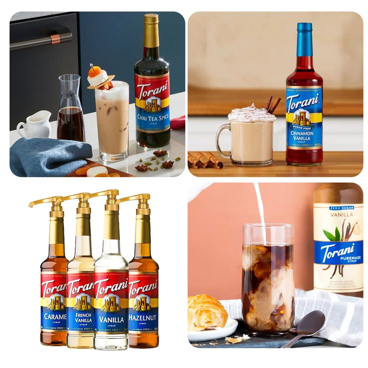 Torani Jimoco Syrup Pump Dispenser Bundle: French Vanilla & Classic Caramel for 25.4 oz Torani Bottles
