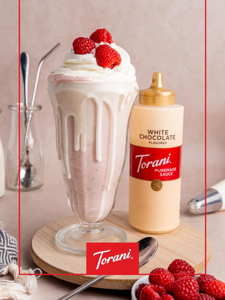 Torani White Chocolate Sauce 64 oz – Premium Flavor for Coffee, Desserts & More