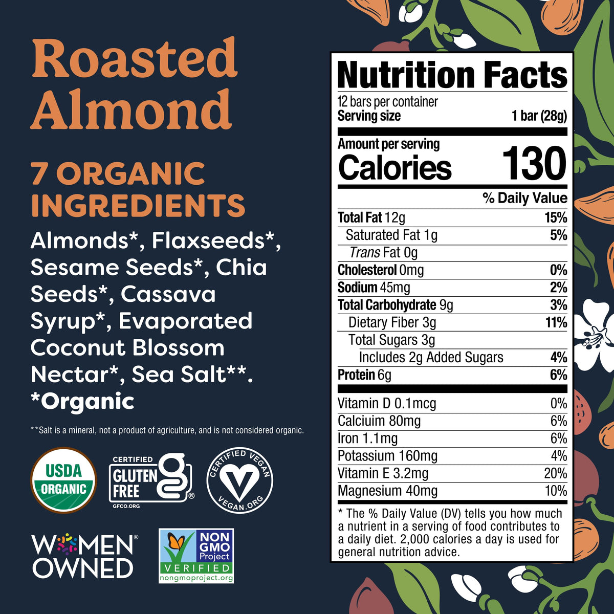 Tosi Almond Nut Bars – Organic Plant-Based Snack (1oz) | 5g Protein, Gluten & Soy Free, 12-Pack