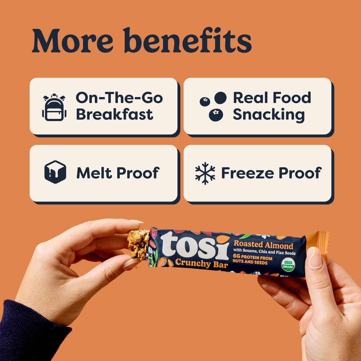 Tosi Almond Nut Bars – Organic Plant-Based Snack (1oz) | 5g Protein, Gluten & Soy Free, 12-Pack