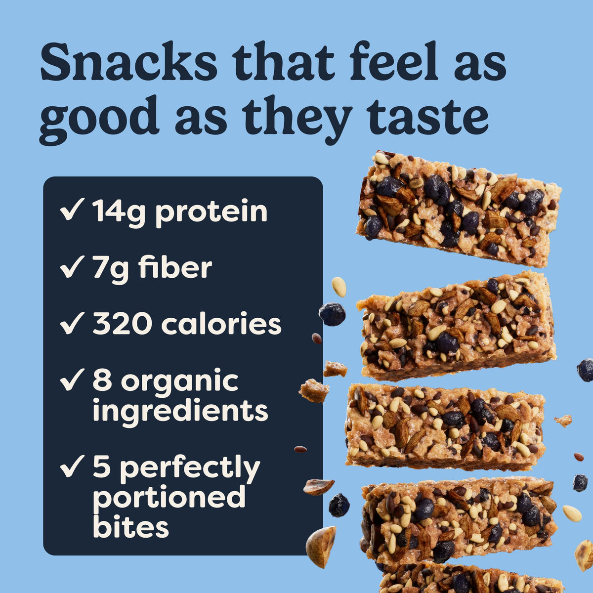 Tosi Meal Nut Bars – Almond Blueberry, Plant-Based Protein Bar, Vegan, Gluten & Soy Free, 2.4oz, 12-Pack