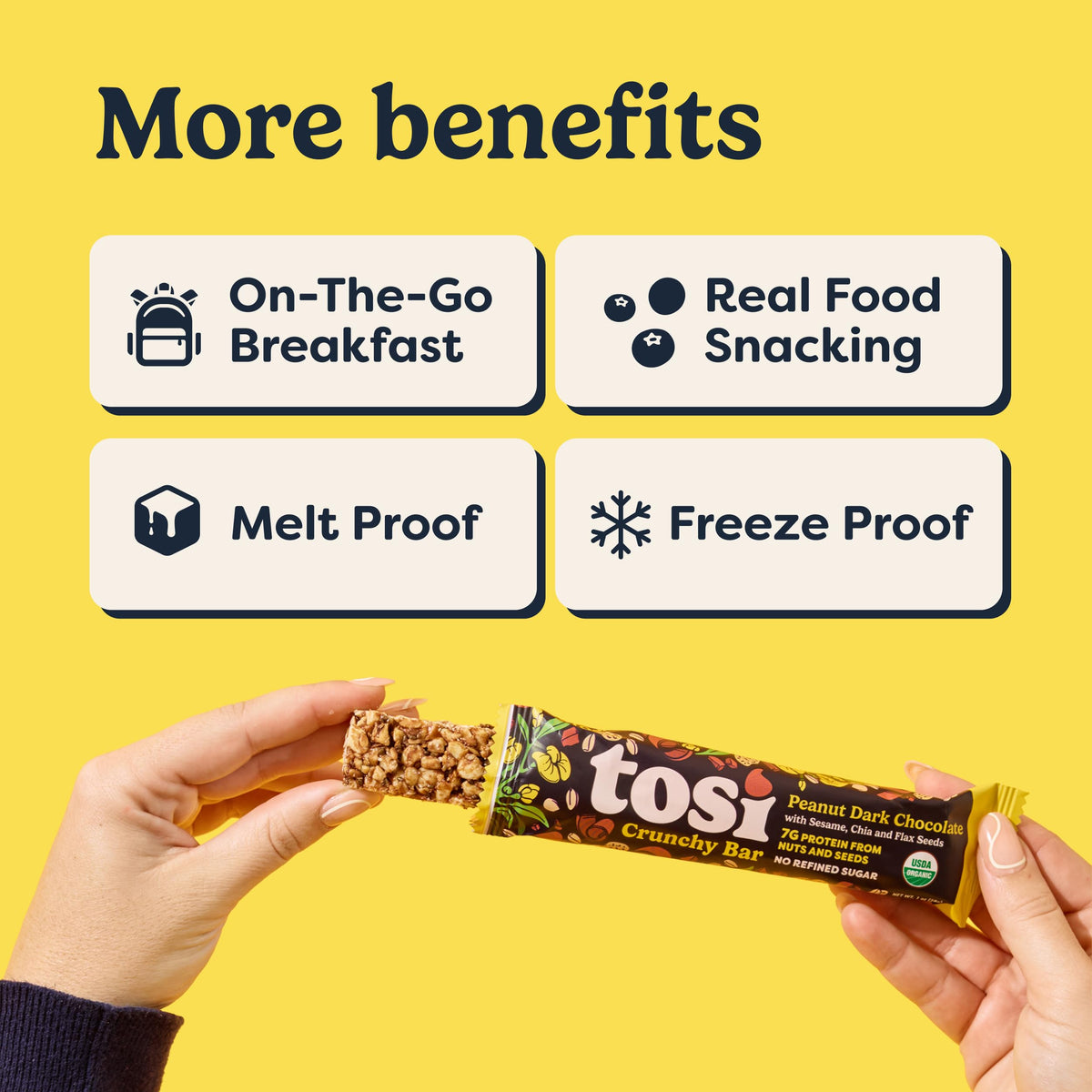 Tosi Nut Bars – Peanut Dark Chocolate, Plant-Based Organic Keto Snack, 1oz, 12-Pack