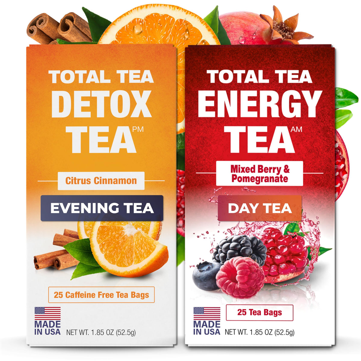 Total Tea Detox Tea & Energy Set – 25 Day Herbal Digestive Wellness Blend