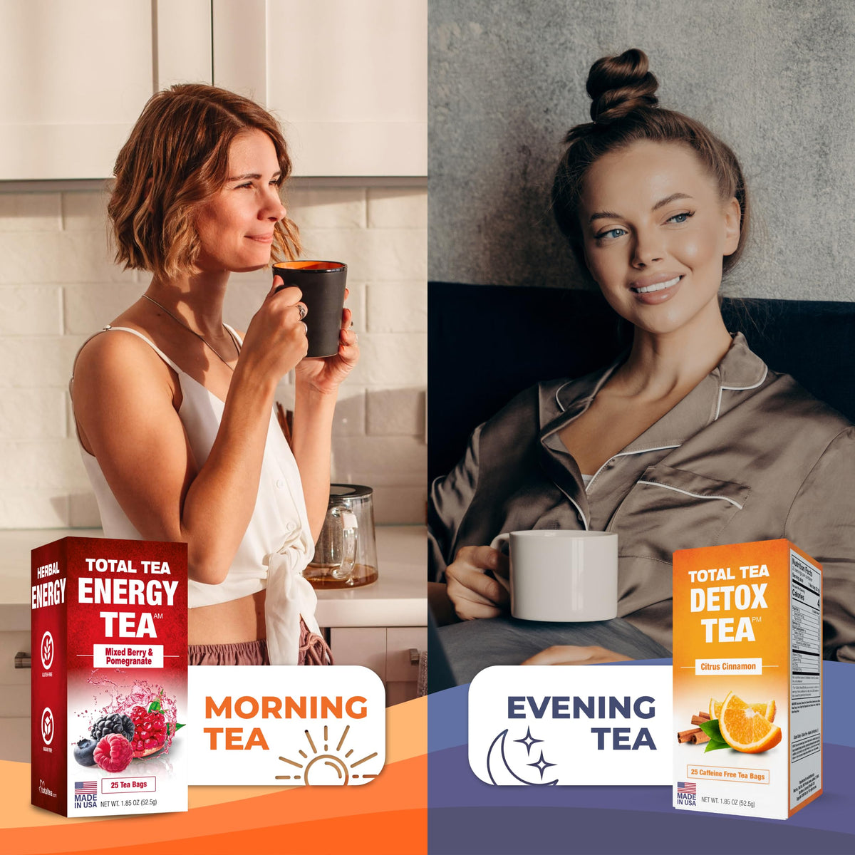 Total Tea Detox Tea & Energy Set – 25 Day Herbal Digestive Wellness Blend