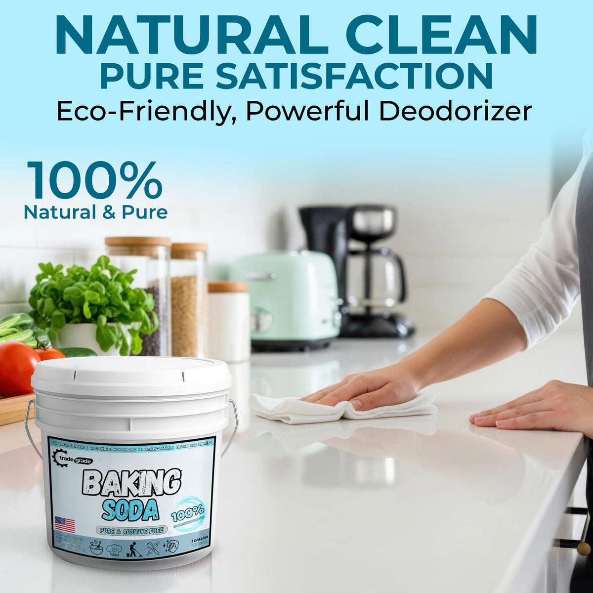 TradeGrade Pure Baking Soda Powder (1 Gallon) – Food-Grade Sodium Bicarbonate for Cooking & Cleaning