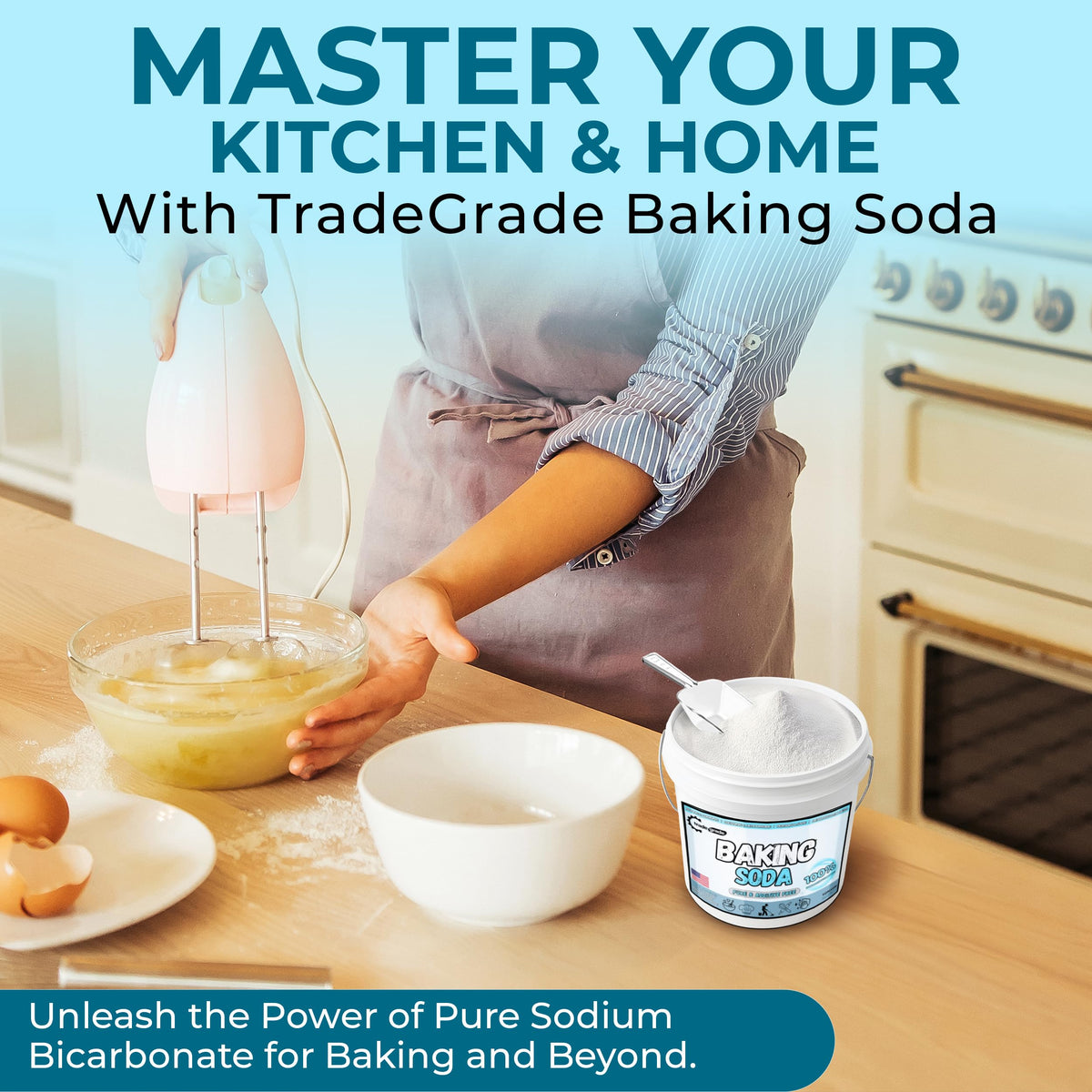 TradeGrade Pure Baking Soda Powder (1 Gallon) – Food-Grade Sodium Bicarbonate for Cooking & Cleaning