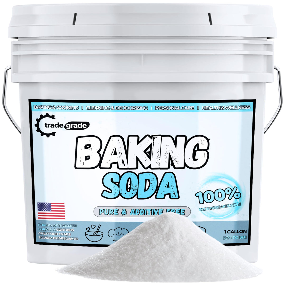 TradeGrade Pure Baking Soda Powder (1 Gallon) – Food-Grade Sodium Bicarbonate for Cooking & Cleaning