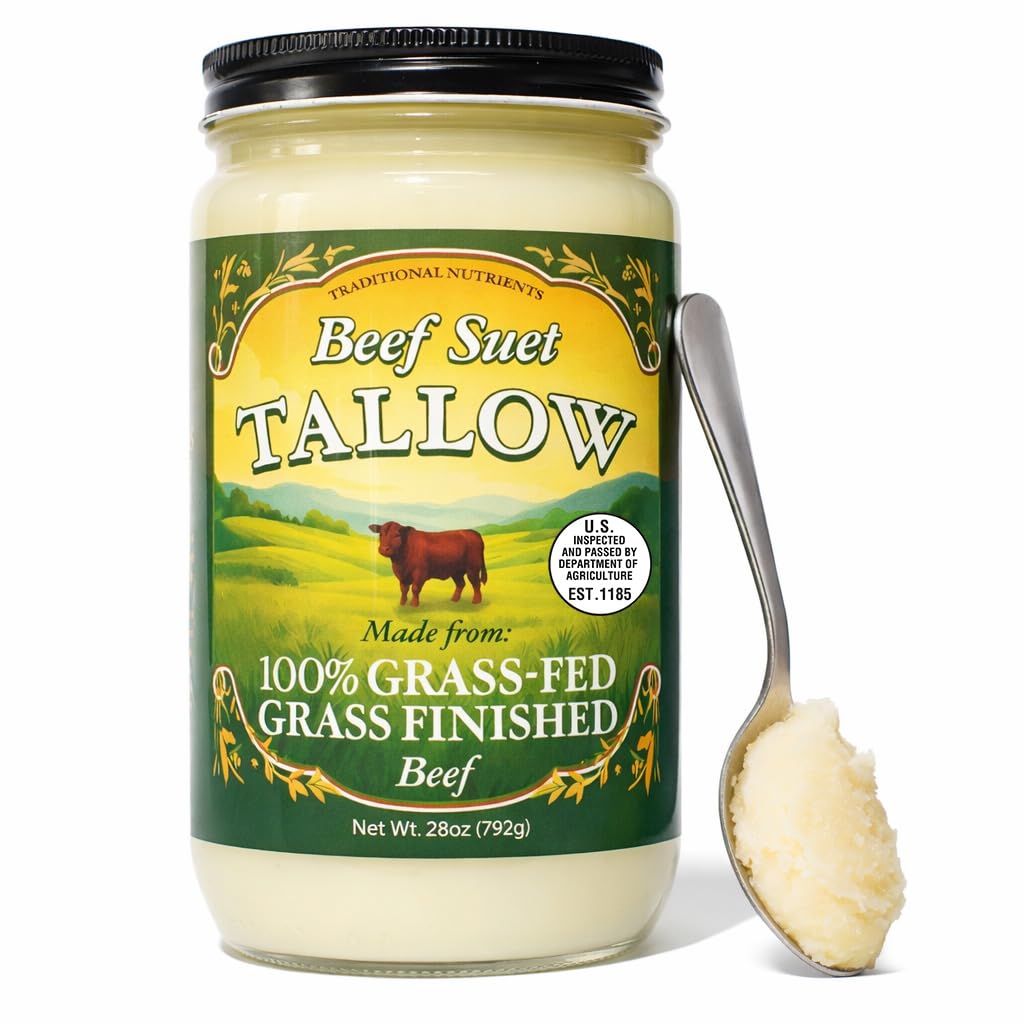 TRADITIONAL NUTRIENTS Pasture Raised Beef Tallow – Grass-Fed & Grass-Finished, 28 oz Jar