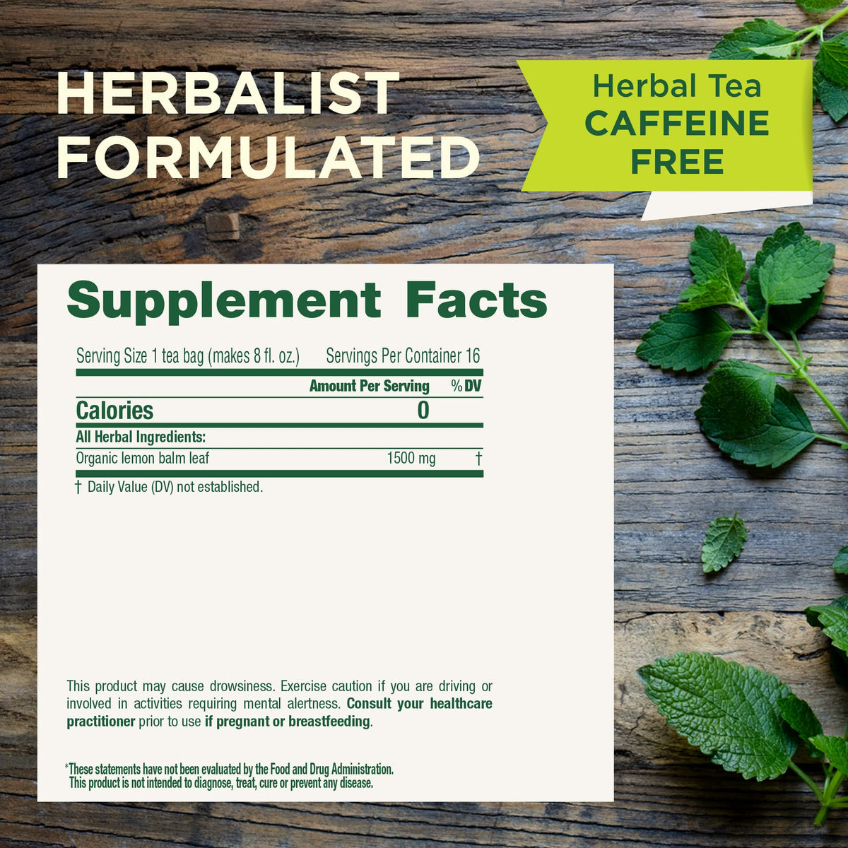 Traditional Medicinals Organic Lemon Balm Herbal Tea (6 Pack) – 96 Tea Bags Total – Stress Relief & Digestive Support