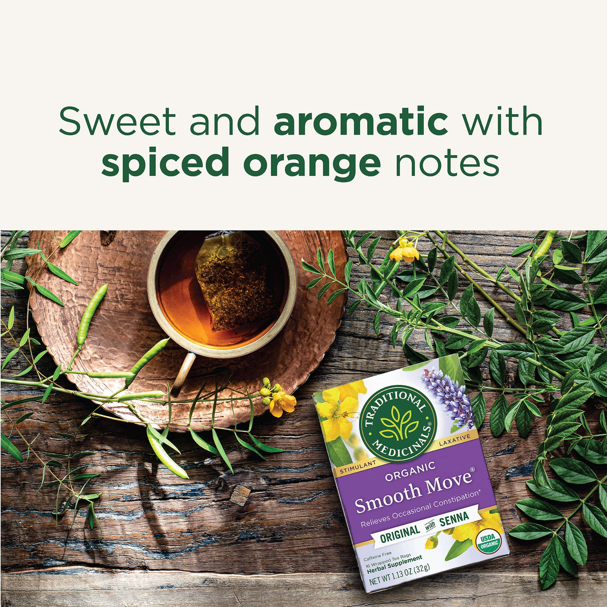 Traditional Medicinals Organic Smooth Move Tea — Gentle Overnight Relief, 96 Tea Bags (6 Pack)