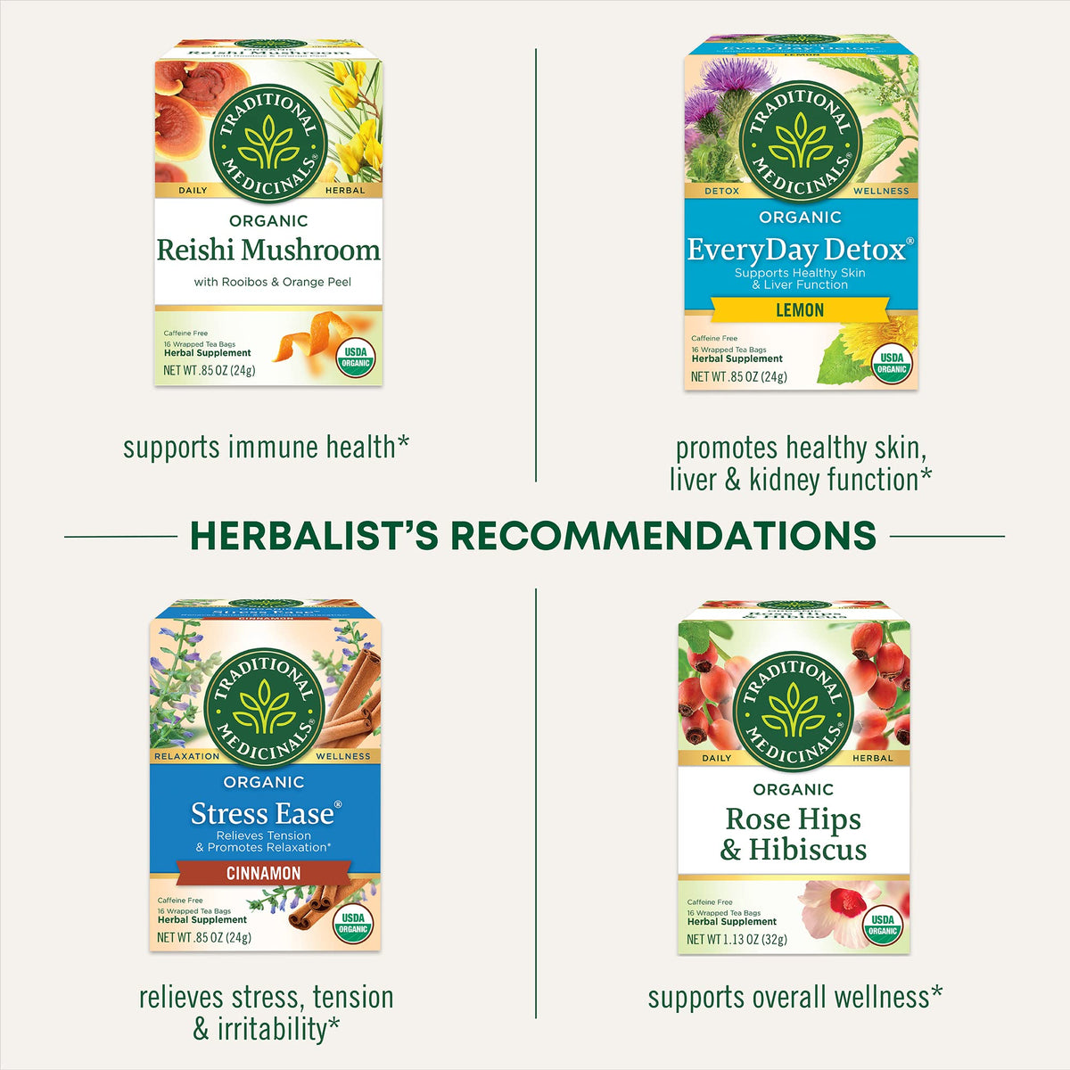 Traditional Medicinals Organic Nettle Herbal Tea – 96 Tea Bags (6 Pack)