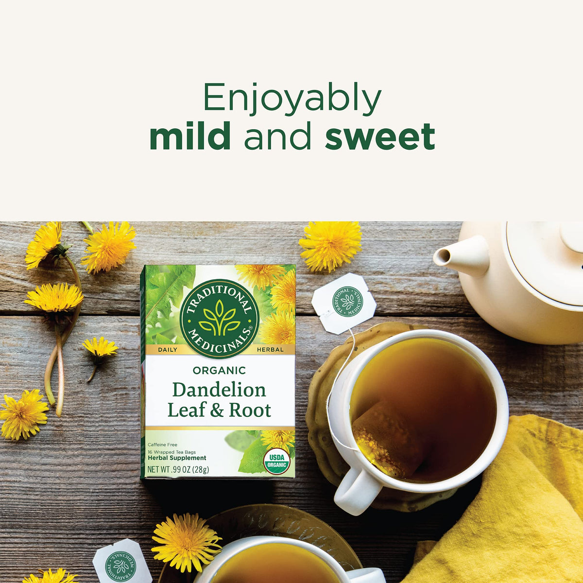 Traditional Medicinals Organic Dandelion Leaf & Root Tea – Detox & Digestion, 96 Bags