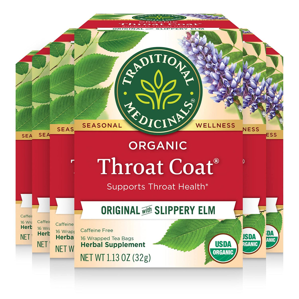 Traditional Medicinals Organic Throat Coat Tea - 96 Bags in 6 Pack