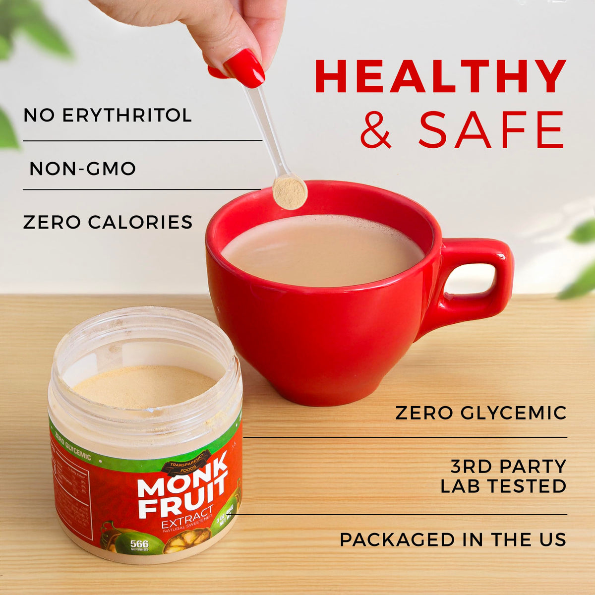 Transparency Foods Monk Fruit Sweetener – 25x Sugar, Zero Calories, Zero Glycemic, 1133 Servings