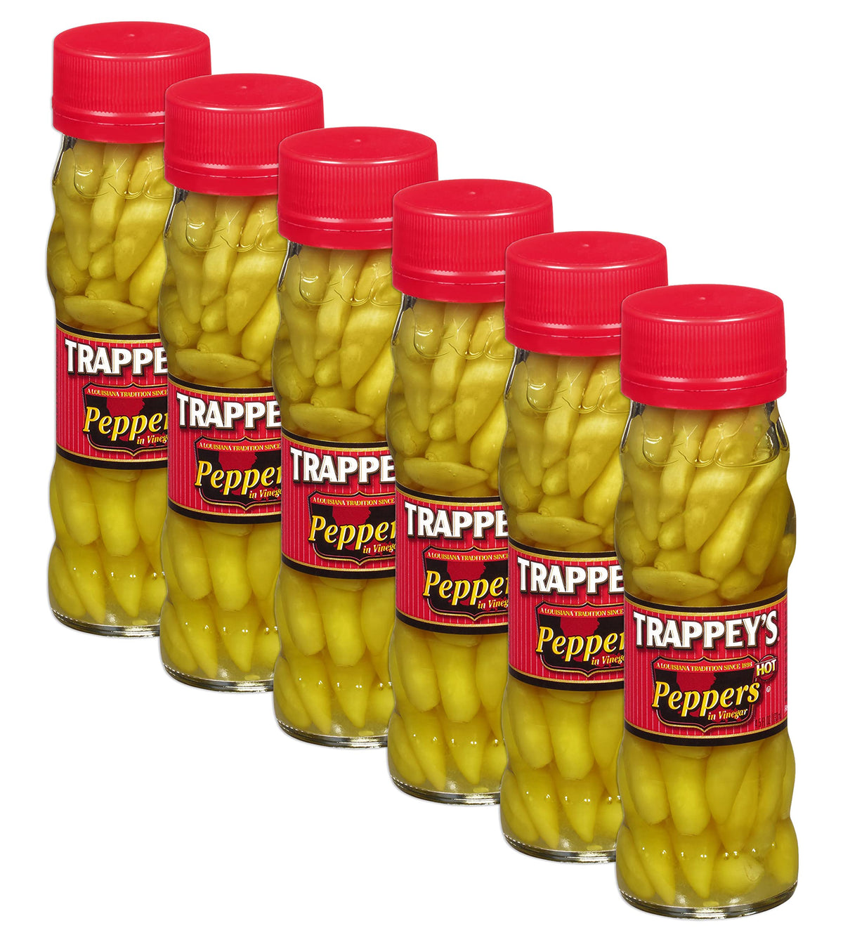 Trappey's Hot Tabasco Peppers in Vinegar – 4.5oz Jar, Pack of 6