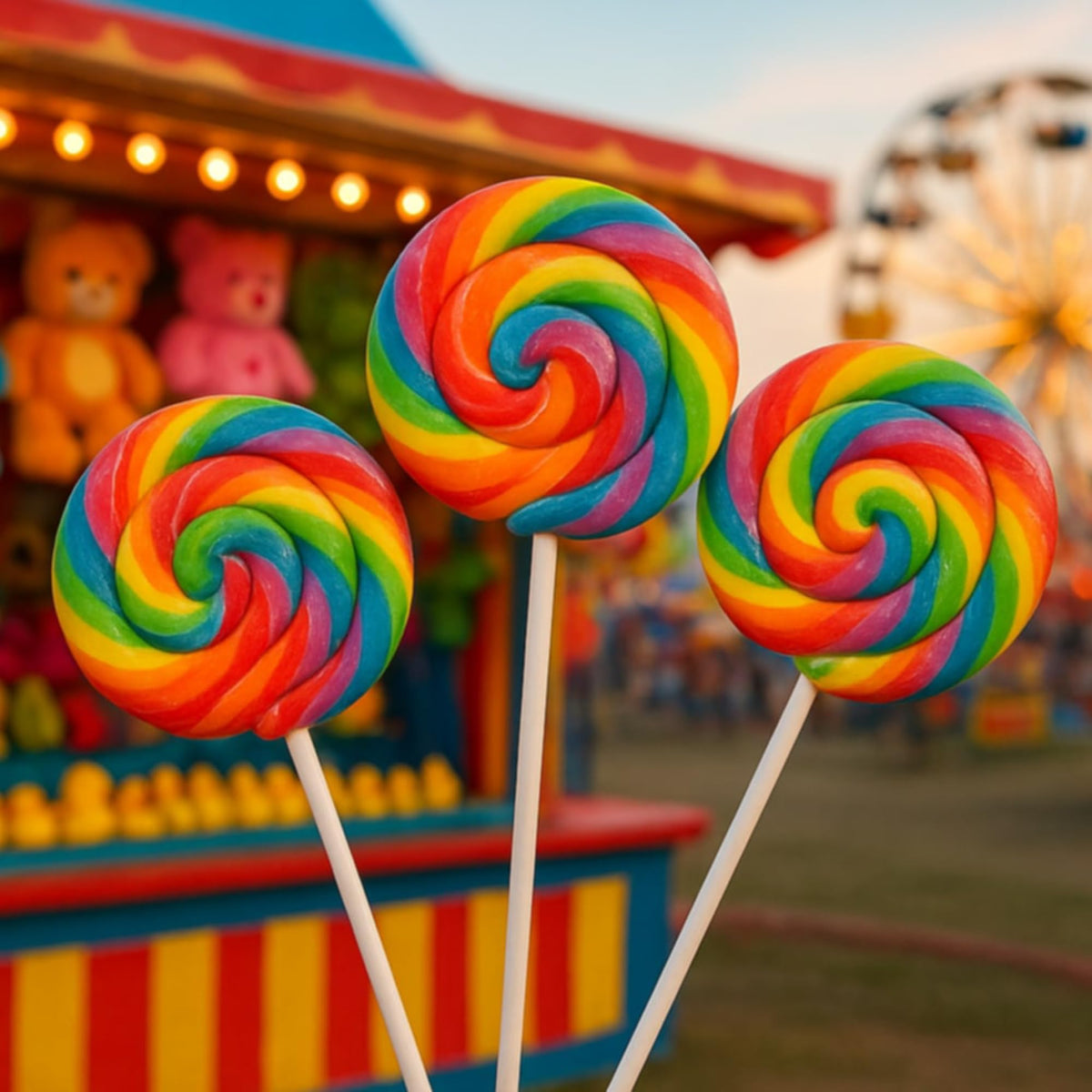 Tree Treasures 24pk Jumbo Rainbow Swirl Lollipops – Extra Large 2.75-inch Suckers on Sticks