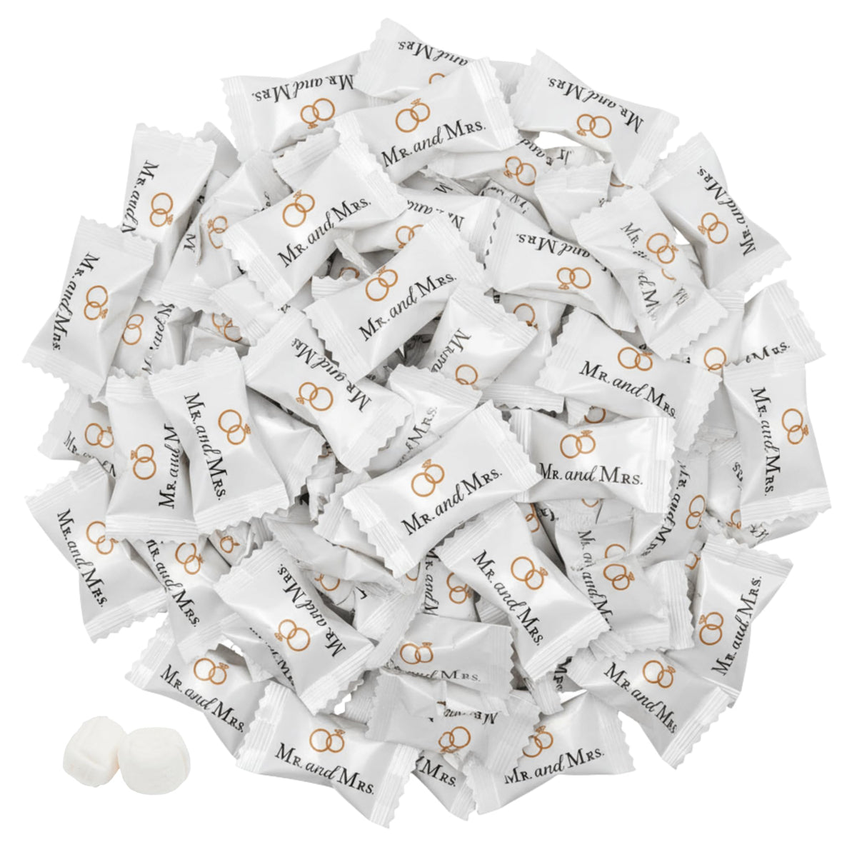 Tree Treasures 216ct Mr. and Mrs. Wedding Buttermints – Individually Wrapped White Butter Mints for Bridal Showers, Receptions & Bulk Candies