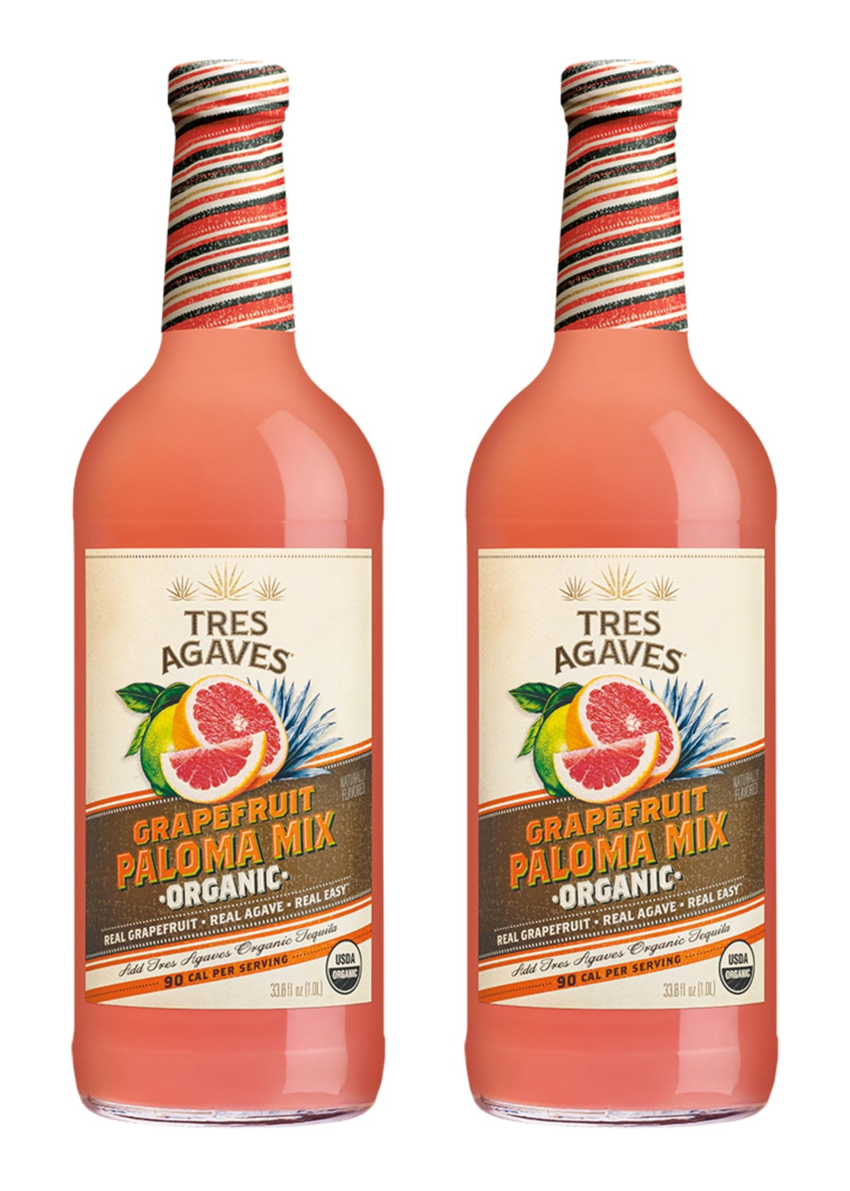 Tres Agaves Organic Grapefruit Paloma Mix – Real Grapefruit & Lime, 90 Calories/Serving, Vegan & Gluten-Free (2-Pack)