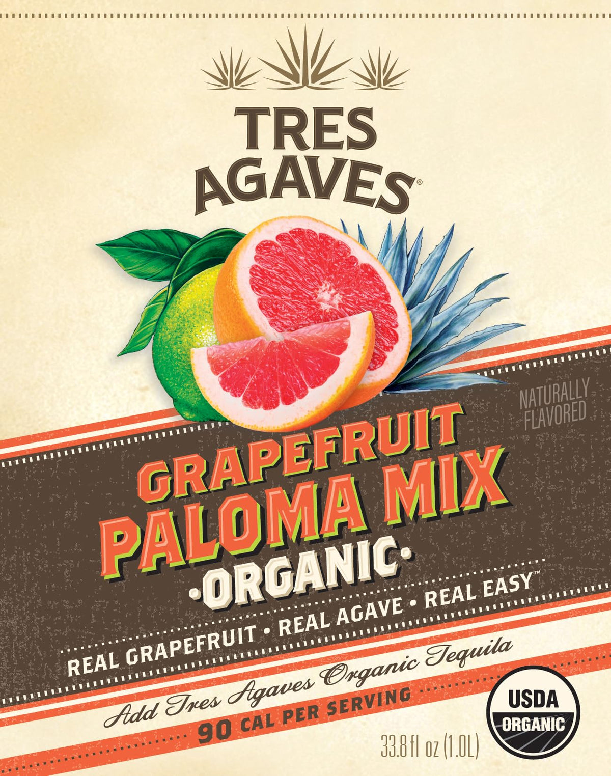 Tres Agaves Organic Grapefruit Paloma Mix – Real Grapefruit & Lime, 90 Calories/Serving, Vegan & Gluten-Free (2-Pack)