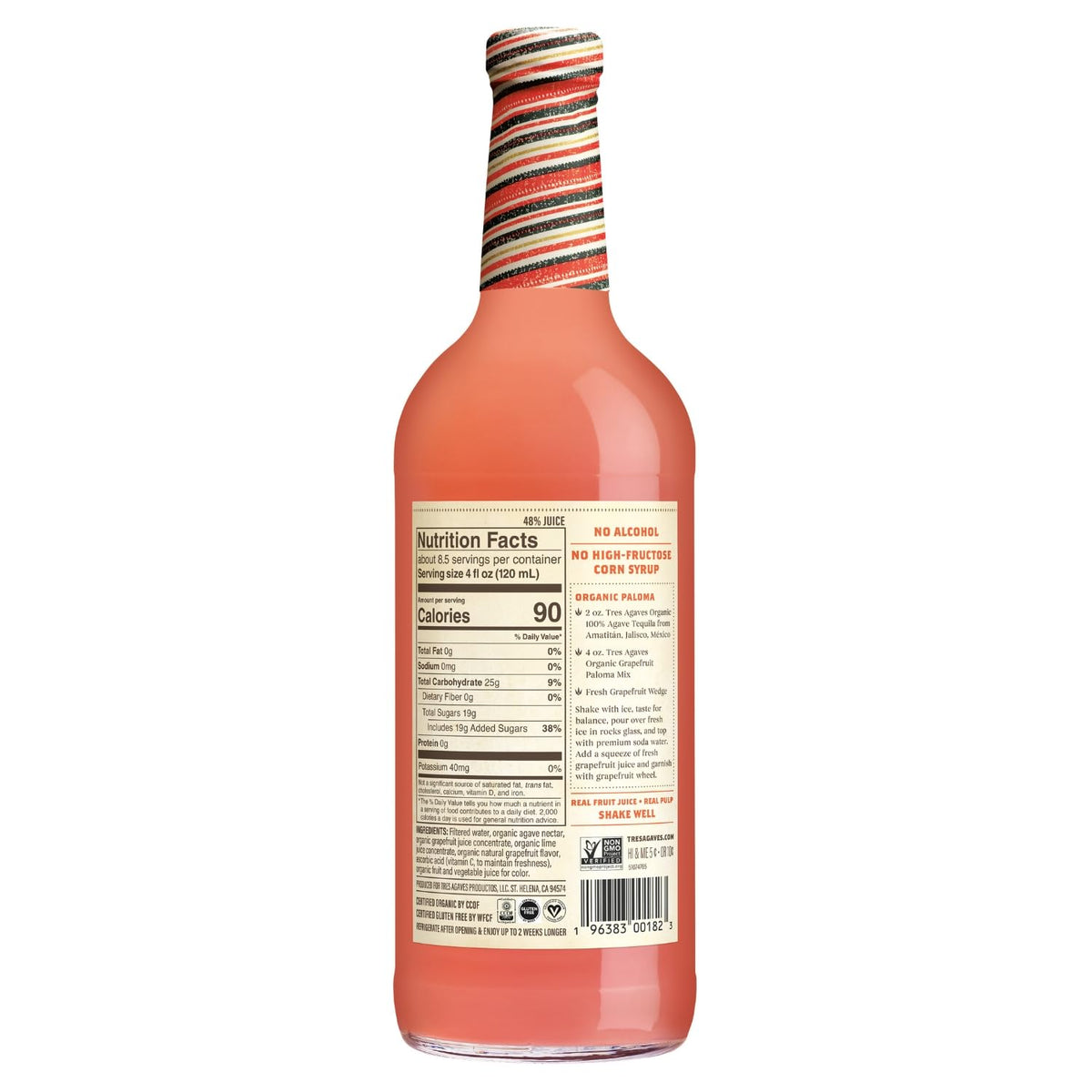 Tres Agaves Organic Grapefruit Paloma Mix – Real Grapefruit & Lime, 90 Calories/Serving, Vegan & Gluten-Free (2-Pack)