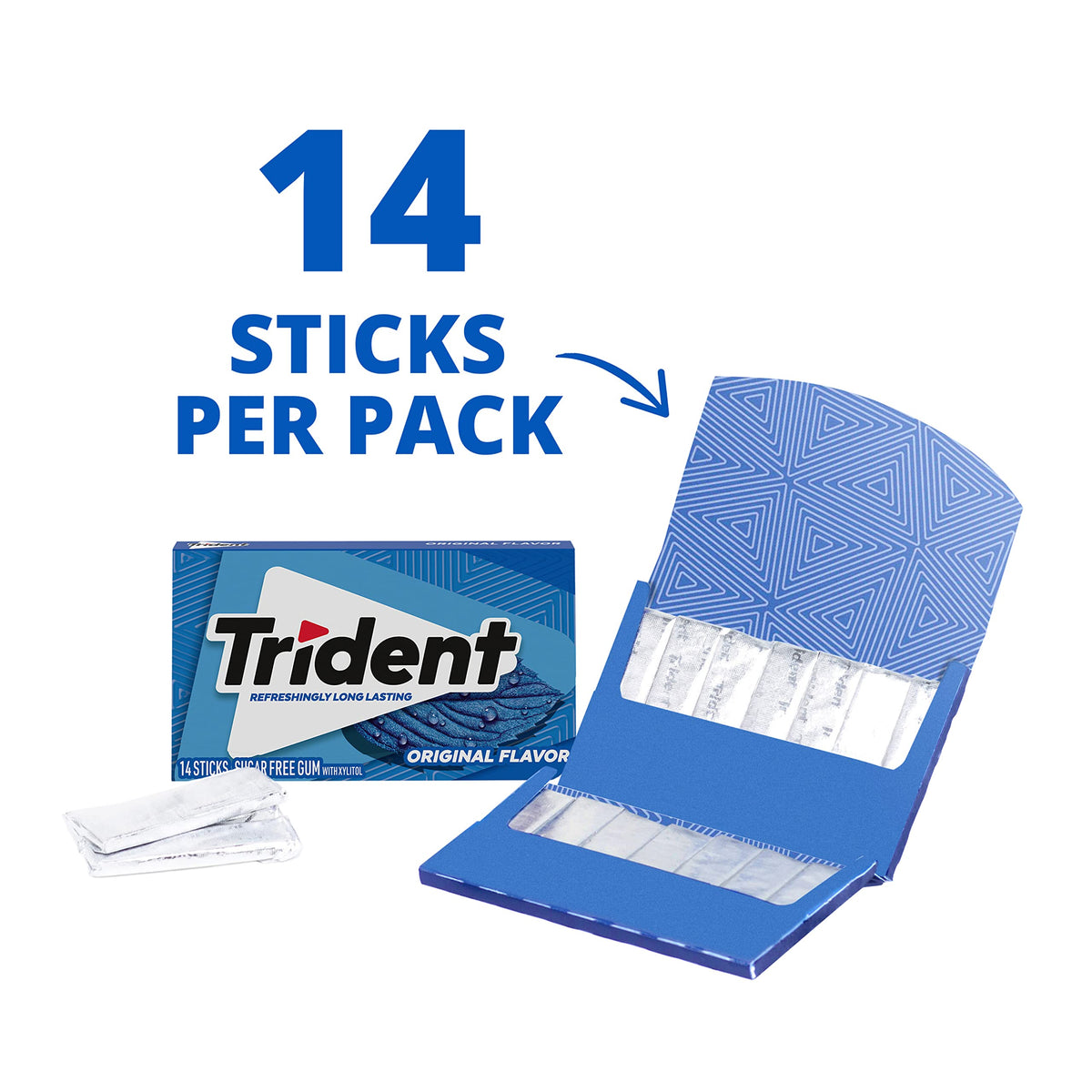 Trident Original Flavor Sugar Free Gum - 336 Pieces (24 Packs)