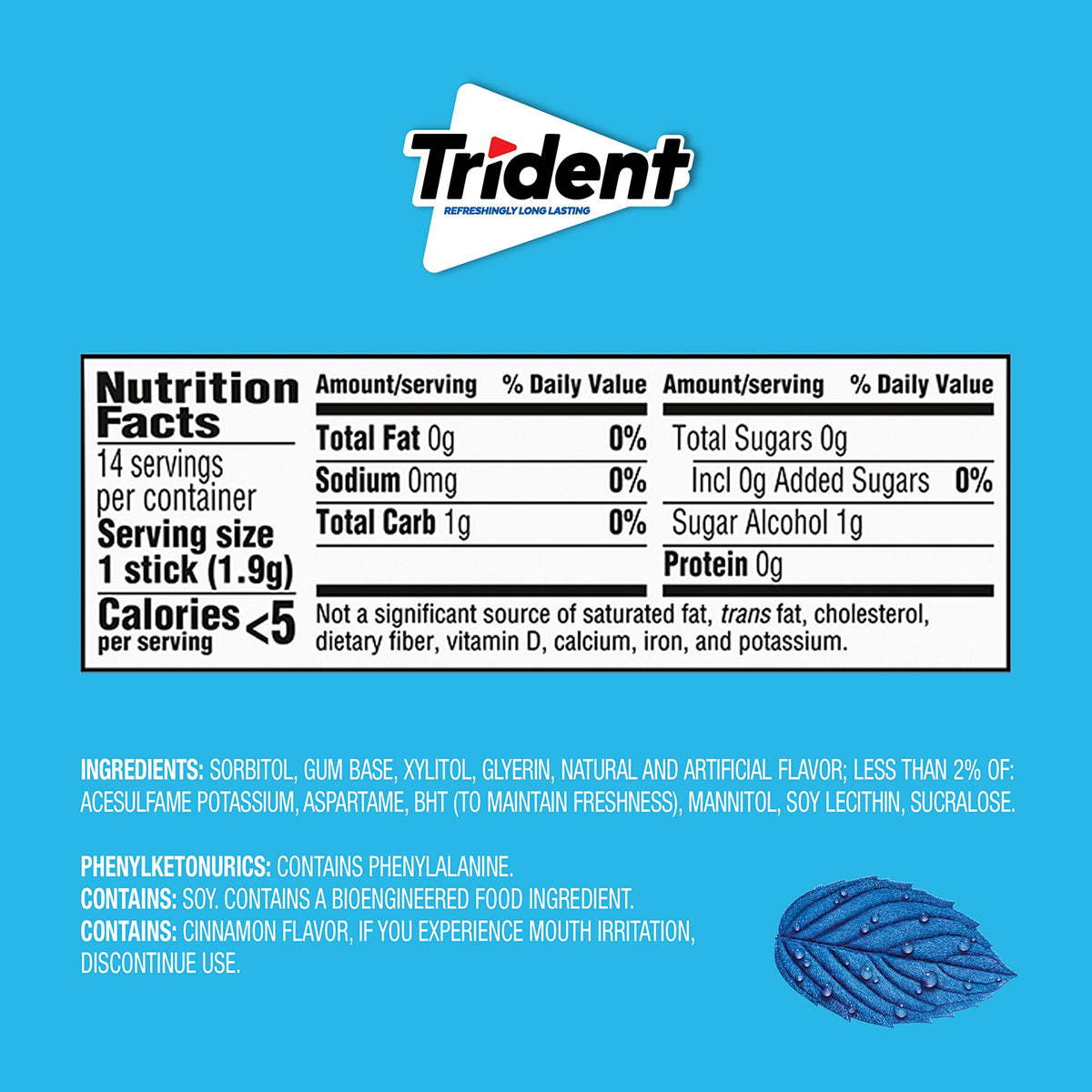 Trident Original Flavor Sugar Free Gum - 336 Pieces (24 Packs)