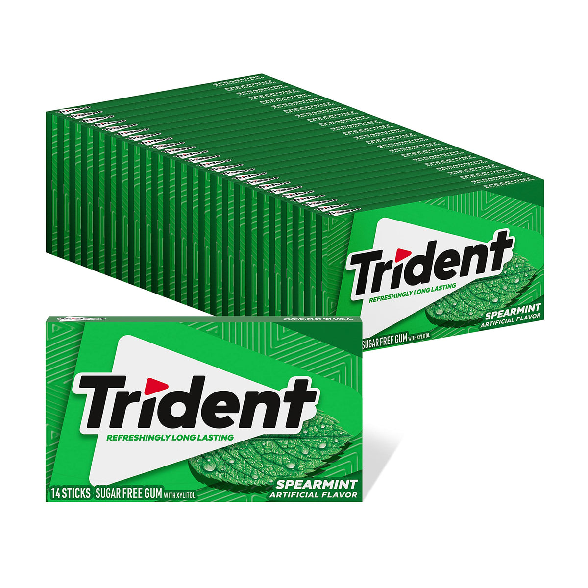 Trident Spearmint Sugar Free Gum Bulk Pack — 336 Pieces, Fresh Breath & Teeth Care