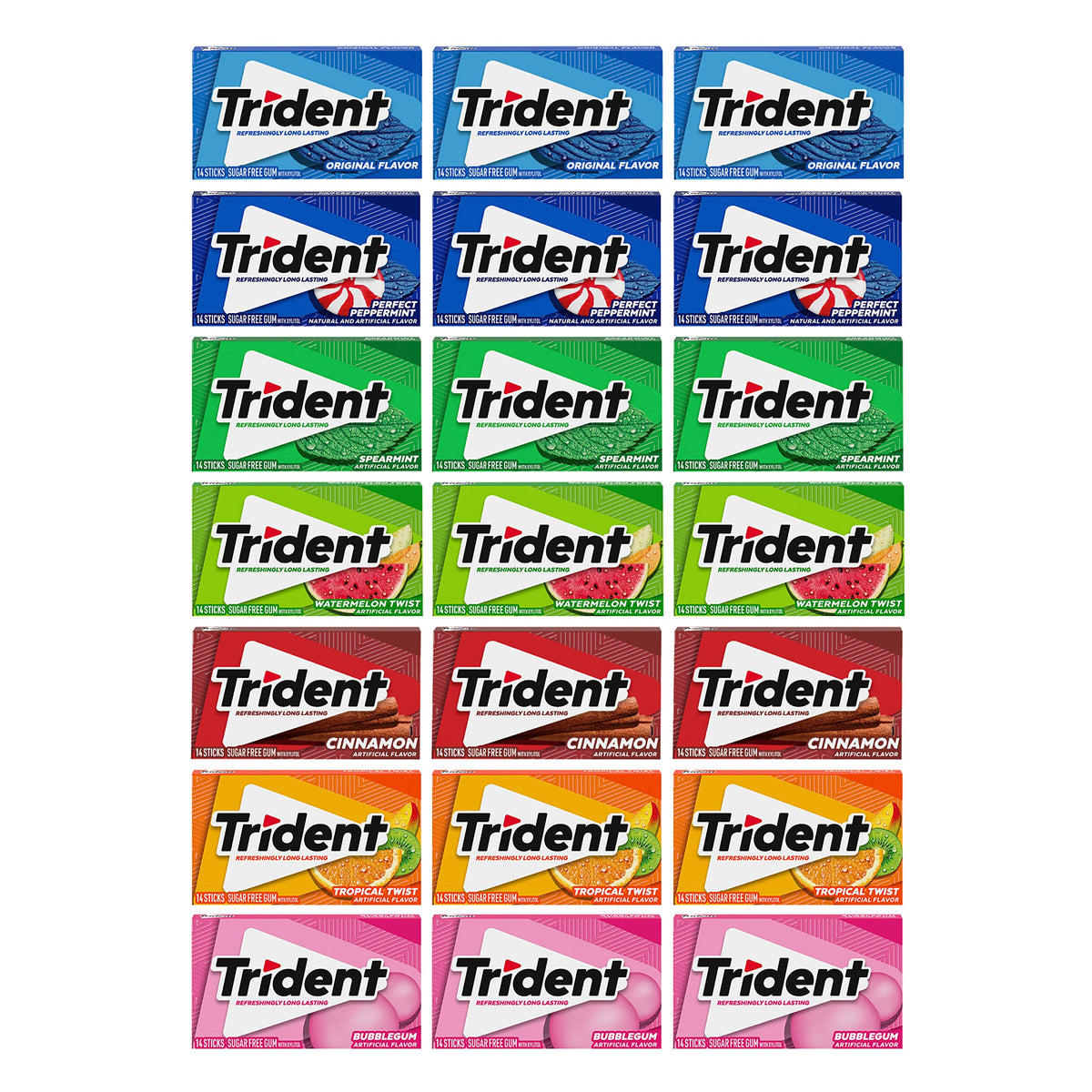Trident Sugar-Free Gum Variety Pack – 21 Packs (294 Pieces) | Assorted Flavors