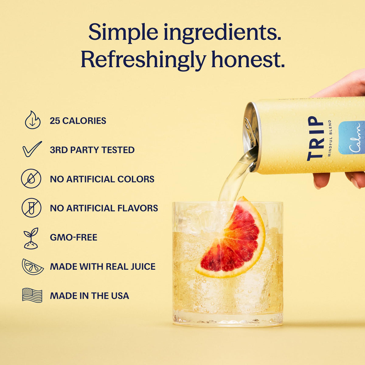 TRIP Lightly Sparkling Adaptogen Drink – Blood Orange, Non-Alcoholic with Magnesium and L-Theanine