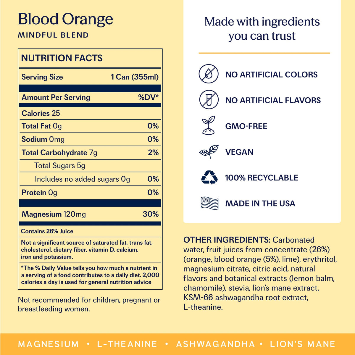 TRIP Lightly Sparkling Adaptogen Drink – Blood Orange, Non-Alcoholic with Magnesium and L-Theanine