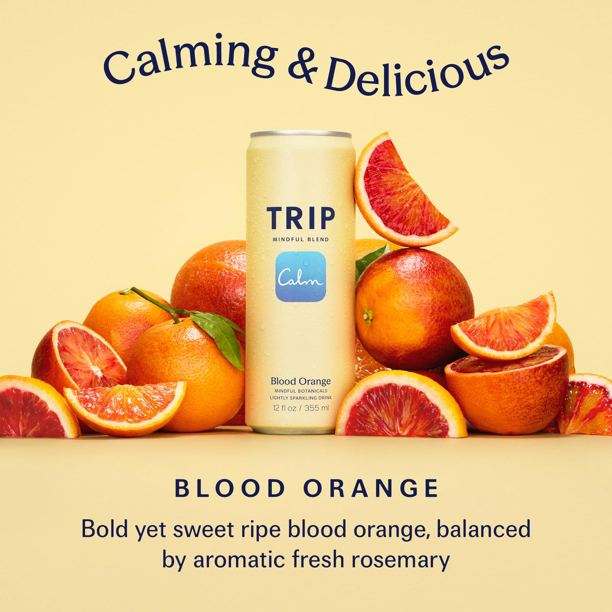 TRIP Lightly Sparkling Adaptogen Drink – Blood Orange, Non-Alcoholic with Magnesium and L-Theanine