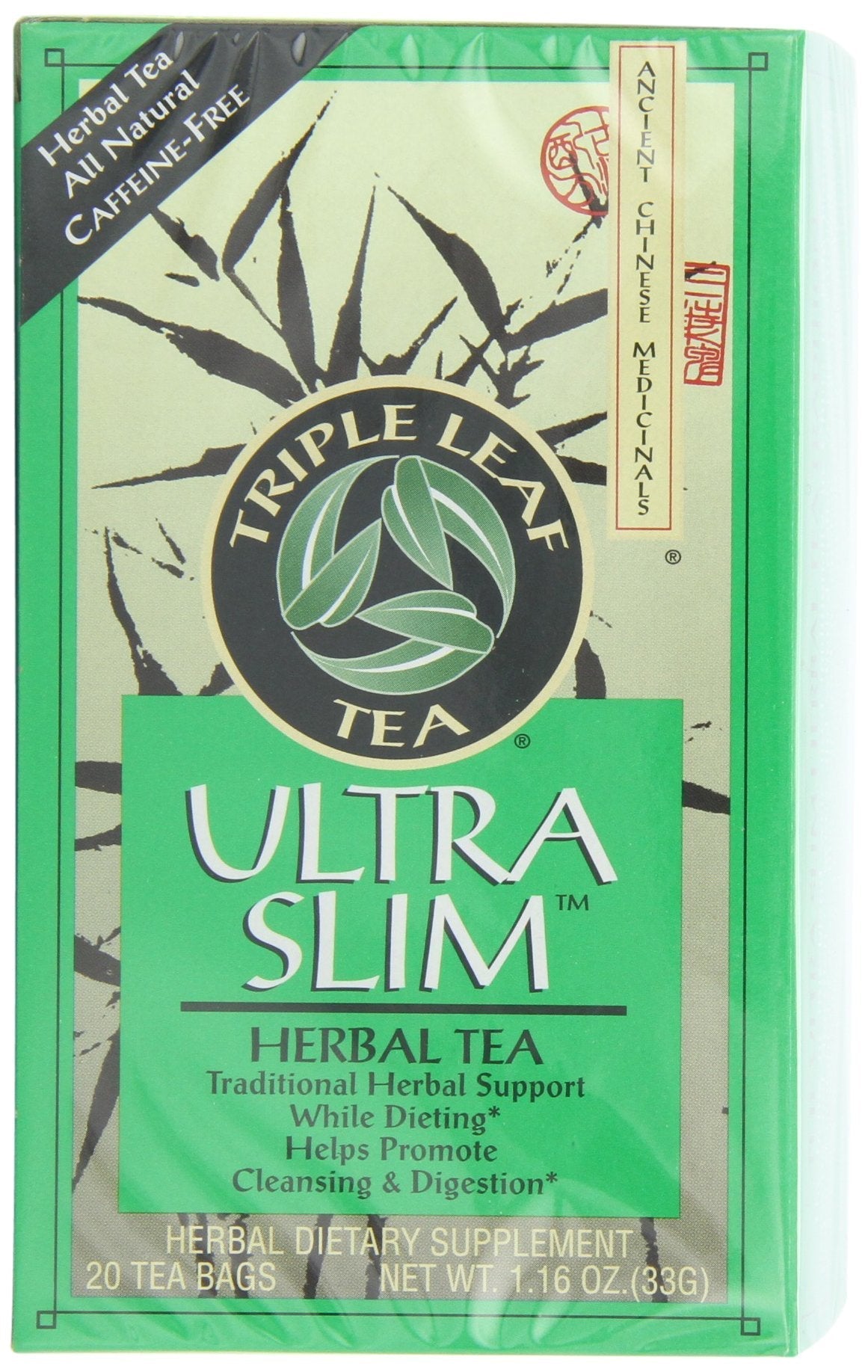 Triple Leaf Tea Ultra Slim — Caffeine-Free Herbal Support (Pack of 6, 20 Tea Bags Each)