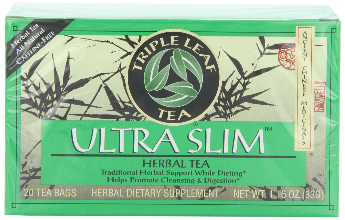 Triple Leaf Tea Ultra Slim — Caffeine-Free Herbal Support (Pack of 6, 20 Tea Bags Each)
