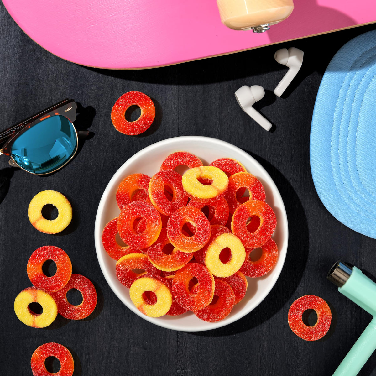 Trolli Peachie O's Rings – Sour Peach Gummy Candy, 6.3 oz Bags (Pack of 8)