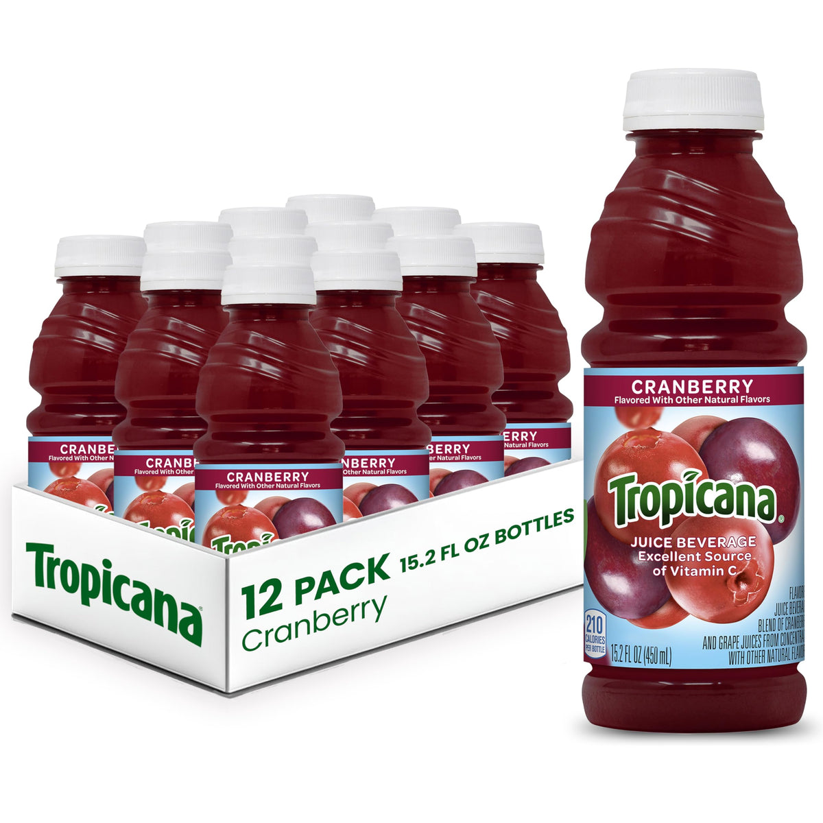 Tropicana Cranberry Juice Drink – 12 Pack (15.2 oz Each) | Tart Cranberry Flavor with Vitamin C