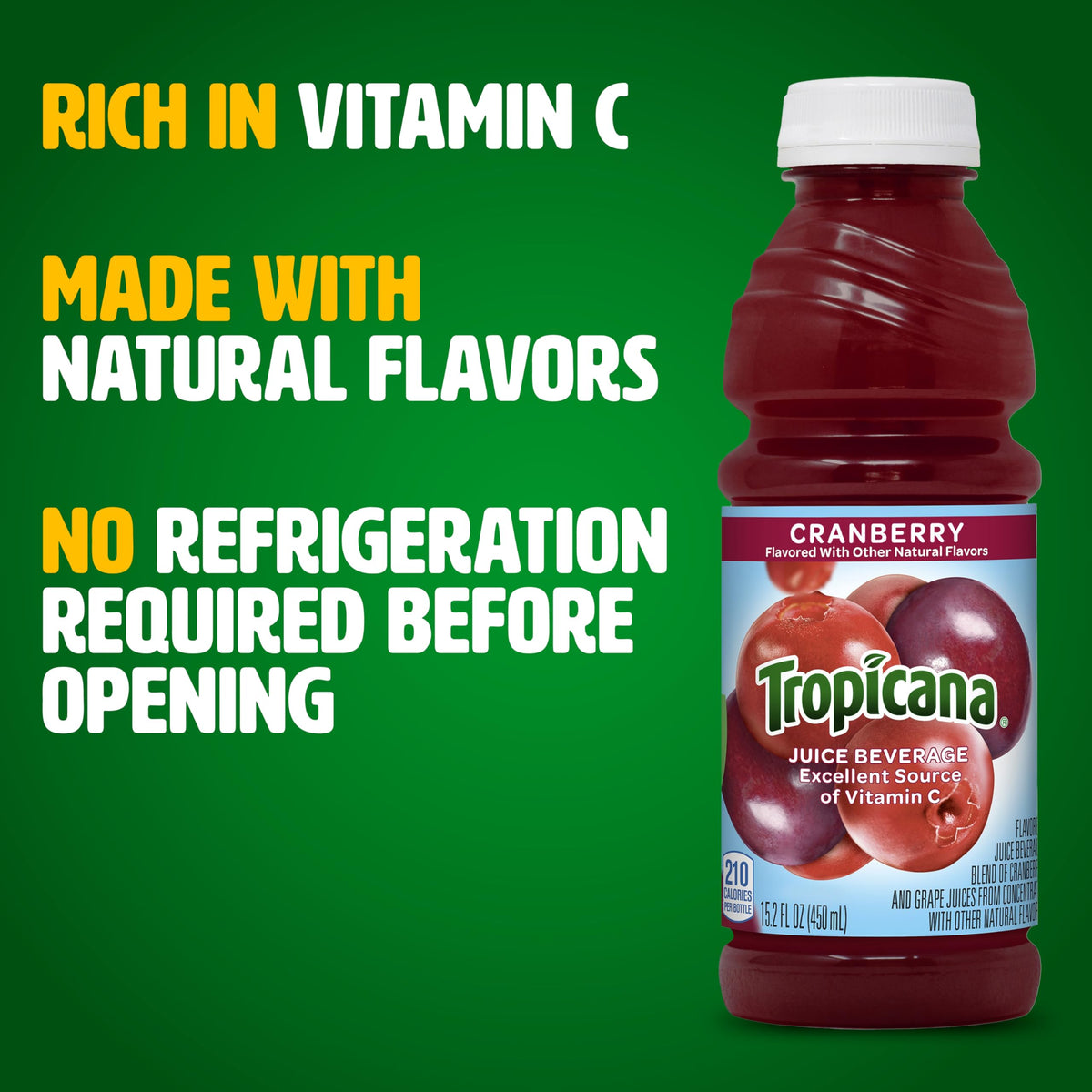 Tropicana Cranberry Juice Drink – 12 Pack (15.2 oz Each) | Tart Cranberry Flavor with Vitamin C