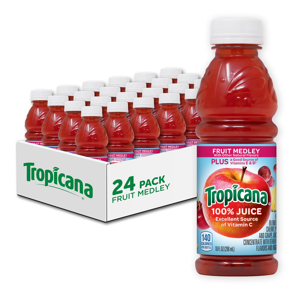 Tropicana 100% Fruit Medley Juice — 24 Pack, 10 oz Bottles | No Added Sugars